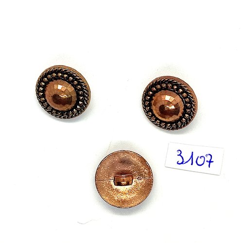 3 boutons en résine cuivre - 18/19mm - tr3107