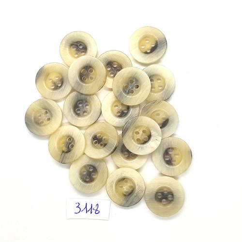 19 boutons en résine marron et beige - 18mm - tr3118