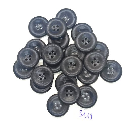 23 boutons en résine noir - 21mm - tr3119
