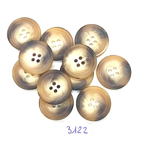 11 boutons en résine marron / beige - 23mm - tr3122