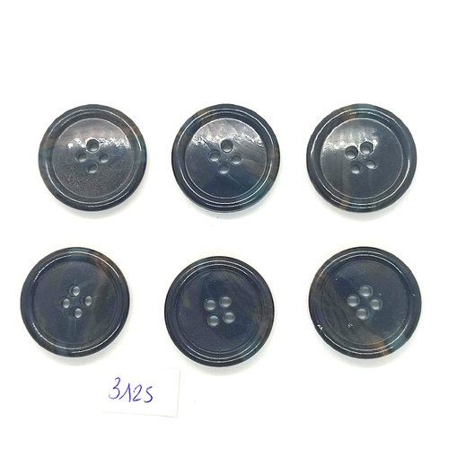 6 boutons en résine gris foncé - 28mm - tr3125