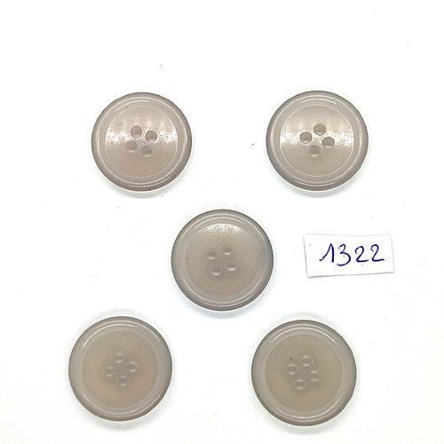 5 boutons en résine gris clair - 22mm - bri1322