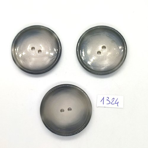 3 boutons en résine gris - 33mm - bri1324