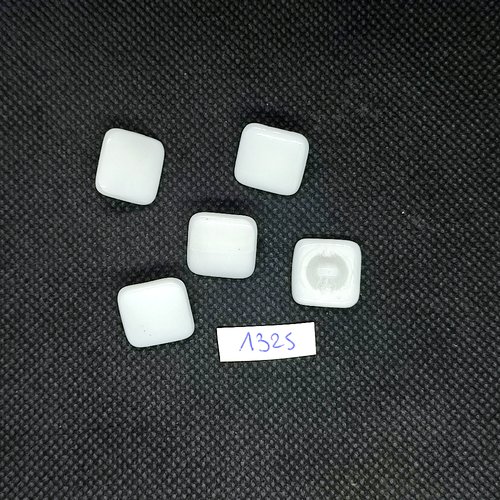 5 boutons en résine blanc - 14x14mm - bri1325