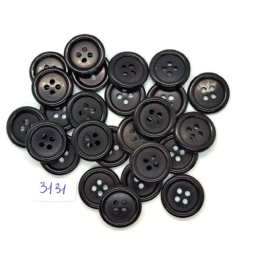 25 boutons en résine noir - 19mm - tr3131