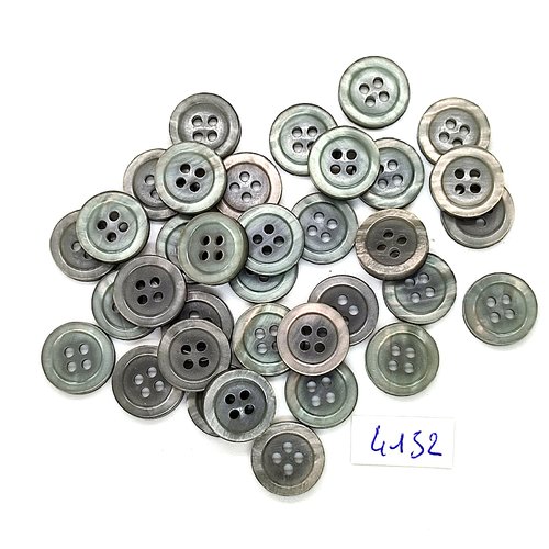 35 boutons en résine gris - 14mm - tr4152