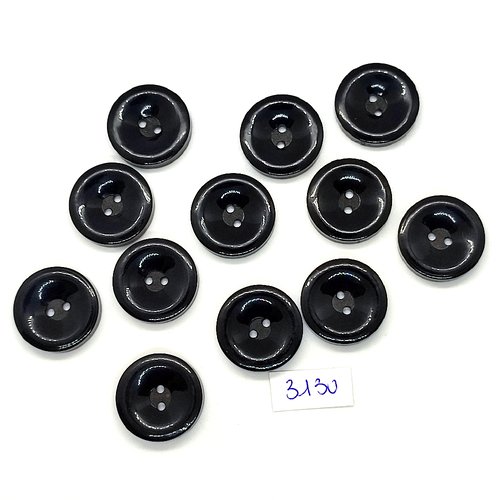 12 boutons en résine noir - 21mm - tr3130
