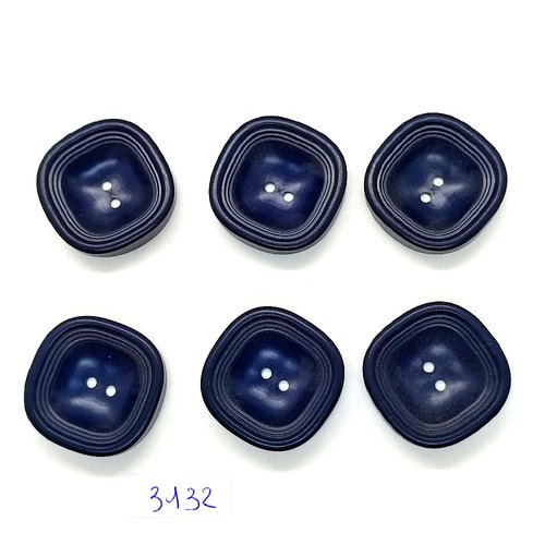 6 boutons en résine gris foncé / bleu - 29mm - tr3132
