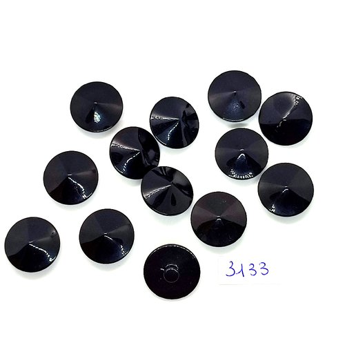 13 boutons en résine noir - 21mm - tr3133