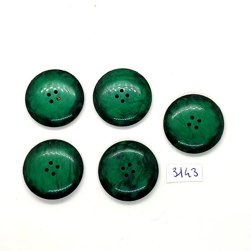 5 boutons en résine vert - 30mm - tr3143