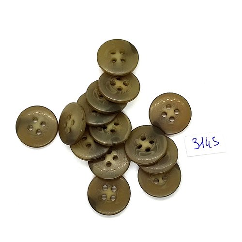14 boutons en résine marron / taupe - 18mm - tr3145