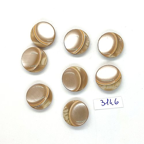 8 boutons en résine beige - 18mm - tr3146