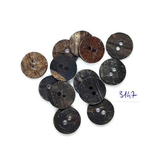 13 boutons en coco marron - 18/19mm - tr3147