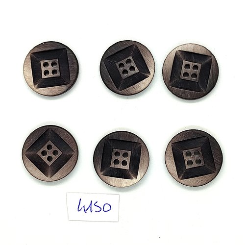 6 boutons en résine marron - 23mm - tr4150