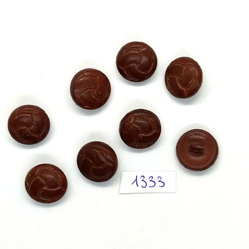 8 boutons en cuir marron - 16mm - bri1333