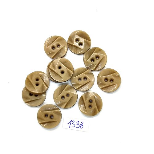 12 boutons en résine beige - 18mm - bri1338