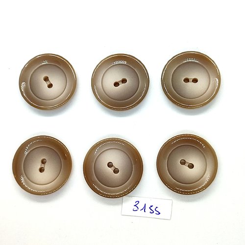 6 boutons en résine marron - 27mm - tr3155