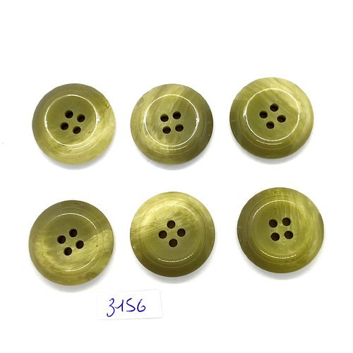 6 boutons en résine vert - 27/28mm - tr3156