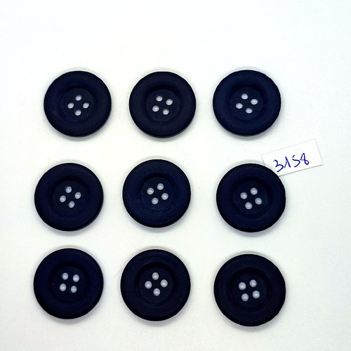9 boutons en résine bleu foncé - 25mm - tr3158