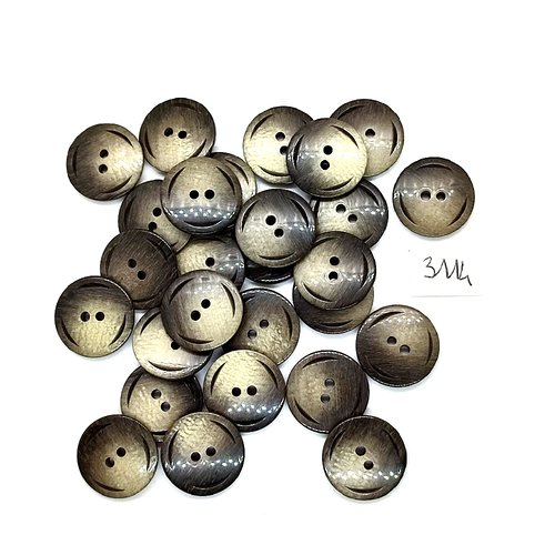27 boutons en résine gris / marron - 18mm - tr3114