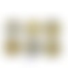 6 boutons en métal argenté et jaune / gris - 29mm - tr3171
