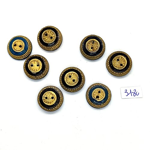 8 boutons en résine doré marron et vert - 18mm - tr3180