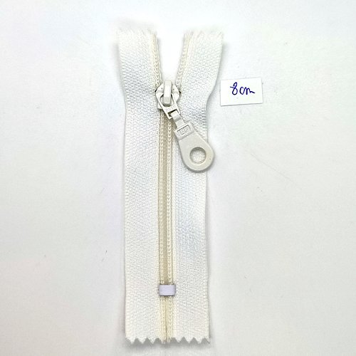1 fermeture éclair - blanc cassé - non séparable - 8cm - maille nylon