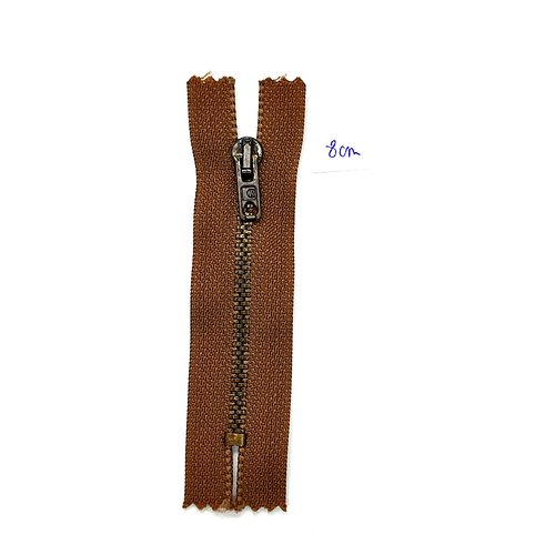 1 fermeture éclair marron - non séparable - 8cm - maille métal