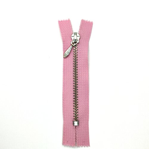 1 fermeture éclair rose - non séparable - 9cm - maille métal