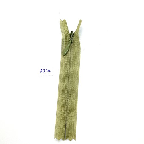 1 fermeture éclair vert - non séparable - 10cm - maille nylon invisible