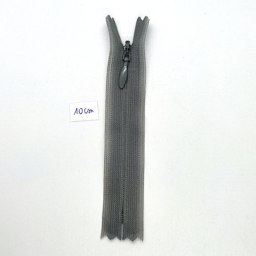 1 fermeture éclair gris - non séparable - 10cm - maille nylon invisible