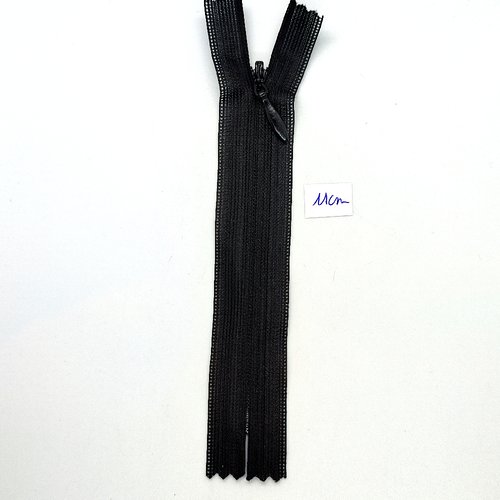 1 fermeture éclair noir - non séparable - 11cm - maille nylon invisible