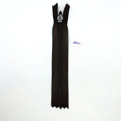 1 fermeture éclair marron  - non séparable - 11cm - maille nylon invisible