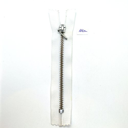 1 fermeture éclair blanc  - non séparable - 11cm - maille métal