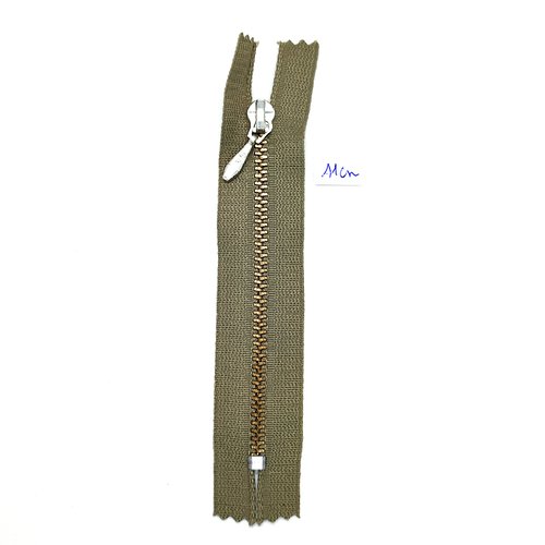 1 fermeture éclair marron / taupe  - non séparable - 11cm - maille métal