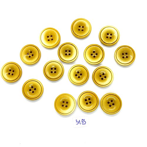15 boutons en résine kaki / ocre - 18mm - tr3183