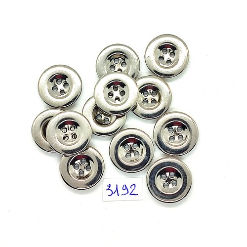 12 boutons en métal argenté - 18mm - tr3192