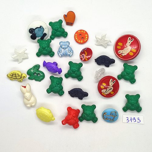 26 boutons fantaisie en résine multicolore - taille diverse - tr3193