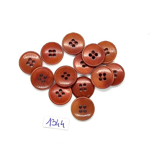 12 boutons en résine marron - 16mm - bri1344