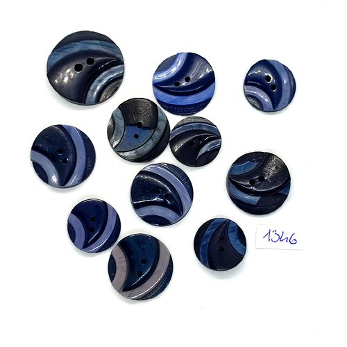 11 boutons en résine bleu - 27mm - 22mm et 18mm - bri1346