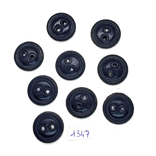 9 boutons en résine noir - 22mm - bri1347