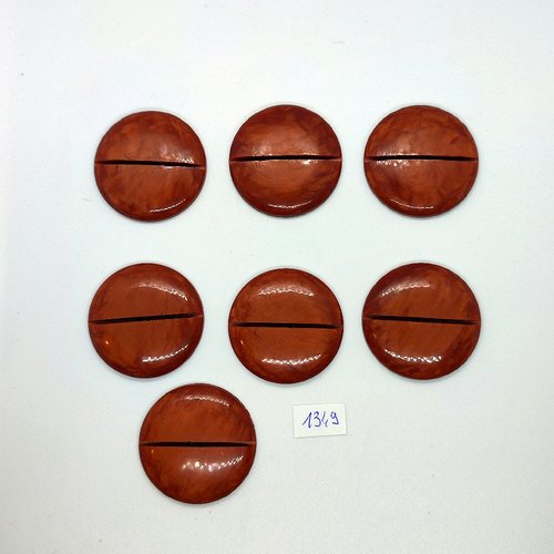 6 boutons en résine marron - 36mm - bri1349