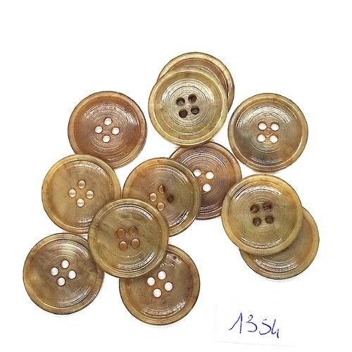 12 boutons en résine beige - 21mm - bri1354