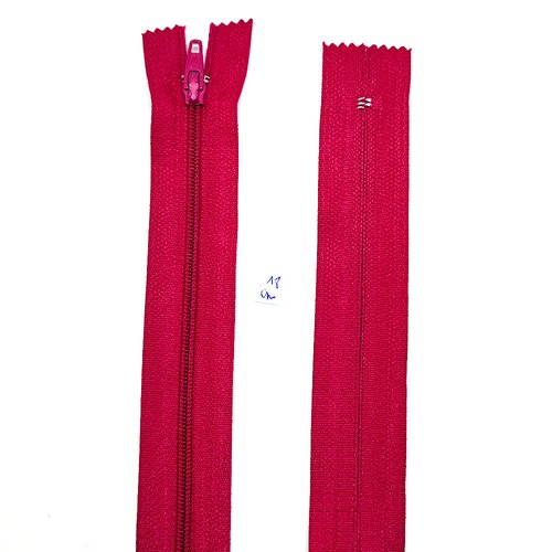 1 fermeture éclair fuchsia foncé - 18cm - non séparable , maille nylon