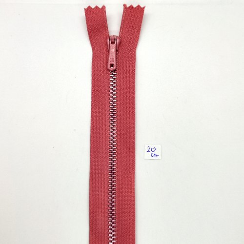1 fermeture éclair rose - 20cm - non séparable , maille métal