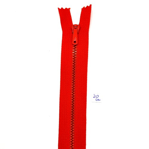 1 fermeture éclair rouge clair  - 20cm - non séparable , maille métal
