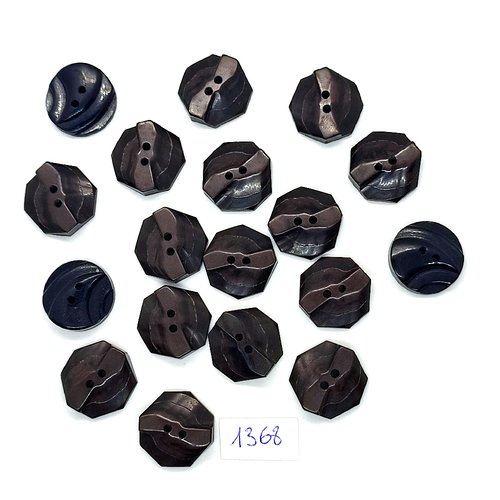 18 boutons en résine noir et marron - 18mm - bri1368