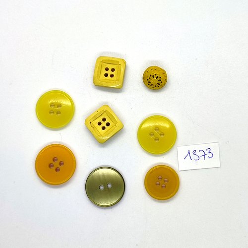 8 boutons en résine ton jaune / vert - entre 11mm et 18mm - bri1373