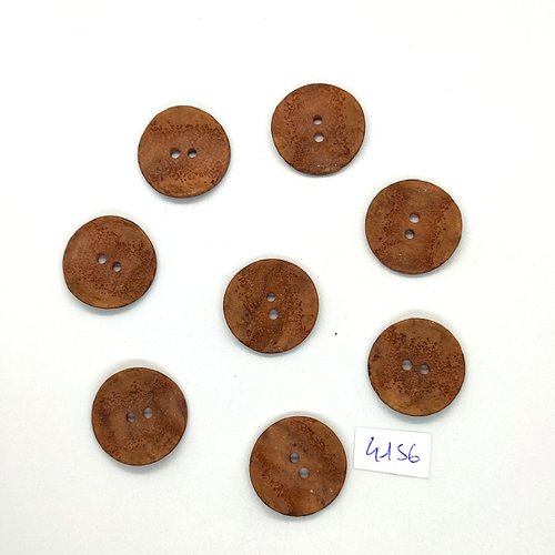 8 boutons en résine marron - 23mm - tr4156