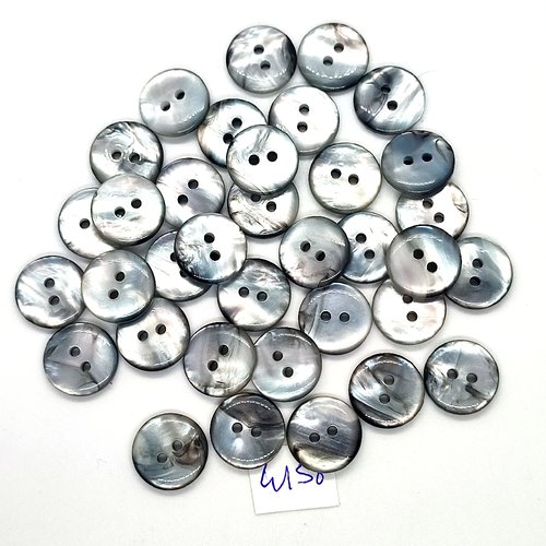 35 boutons en résine gris - 15mm - tr4158